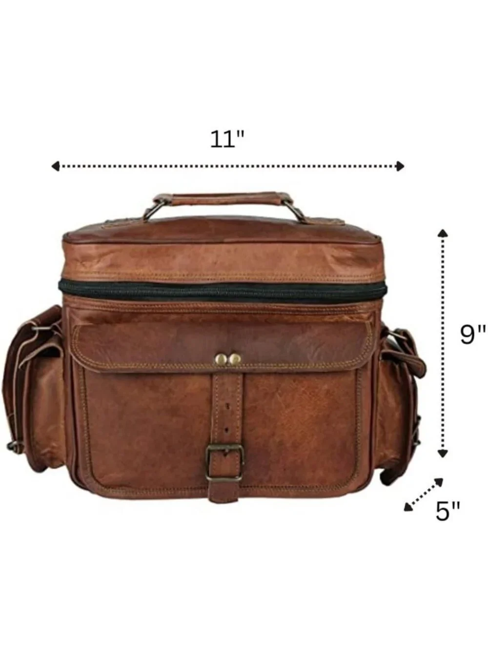 Vintage Leather Messenger Bag - DSLR Shoulder Satchel for Travel & Photography